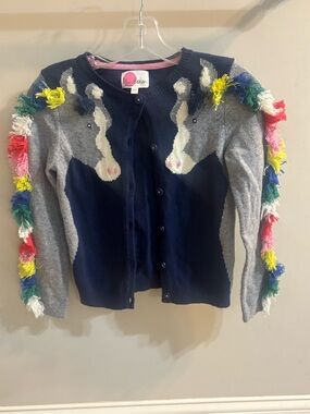 Mini Boden Navy and Pink Button Cardigan